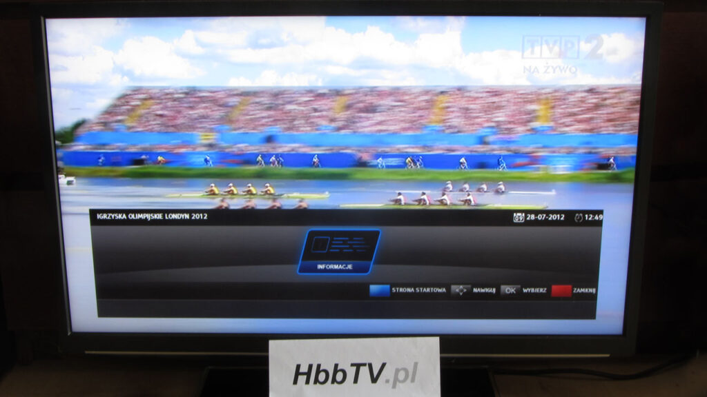 Menu aplikacji HbbTV od TVP dedykowanej dla Olimpiady w Londynie