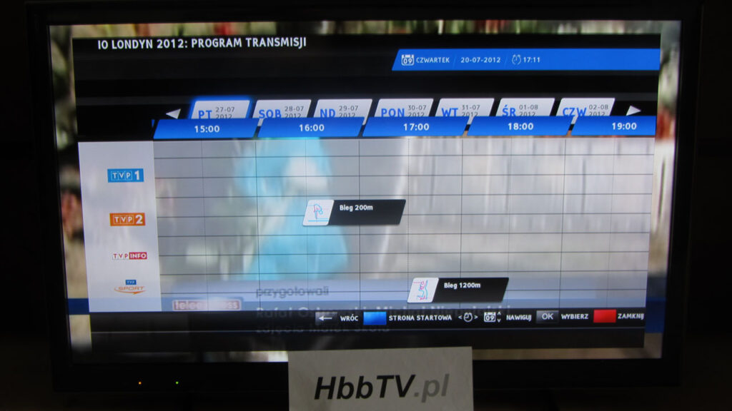 Program transmisji z Olimpiady w ramach aplikacji HbbTV