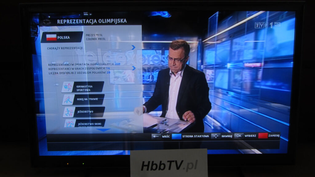 Reprezentacja olimpijska w aplikacji HbbTV od TVP.