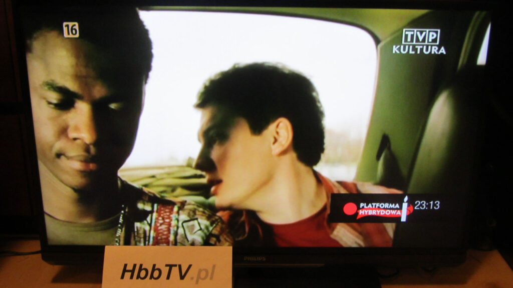 Informacja o dostępności serwisu HbbTV na kanale TVP Kultura.