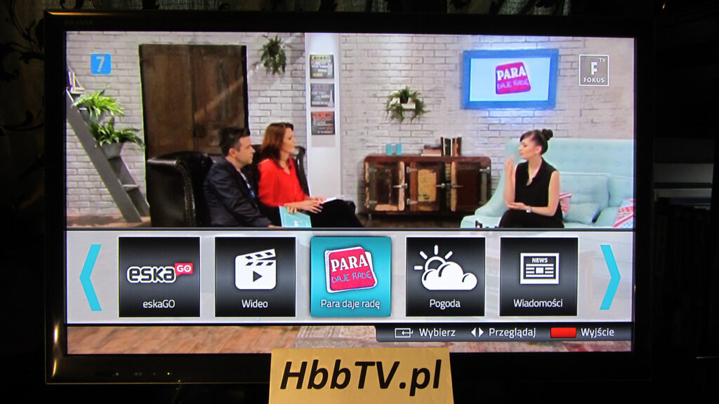 HbbTV na Fokus TV - menu aplikacji