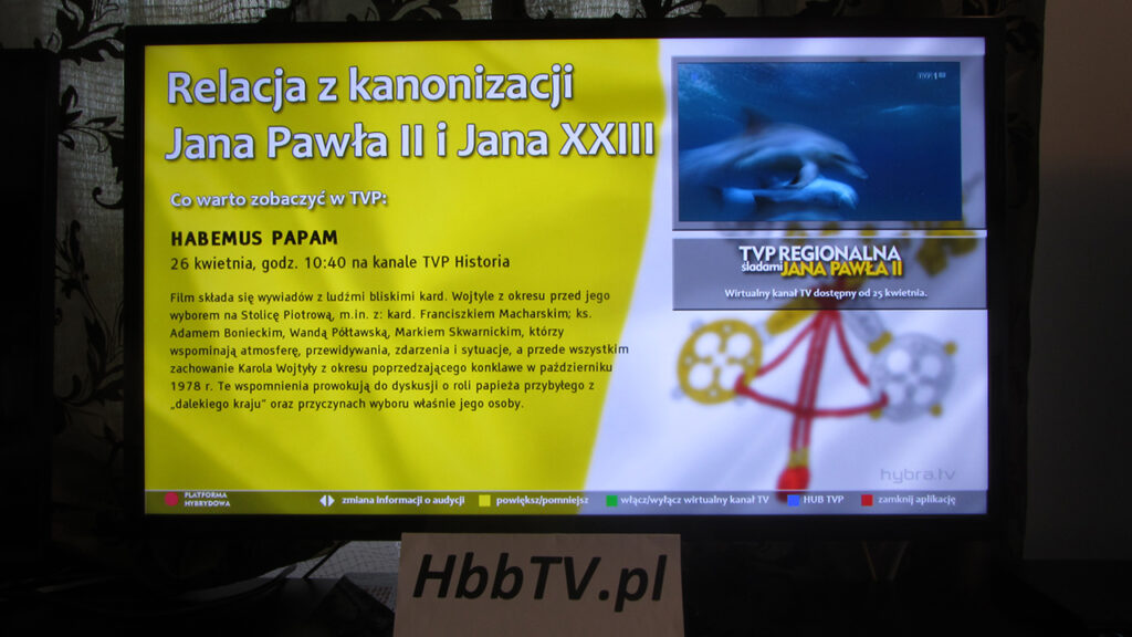 HbbTV - TVP Regionalna Śladami Jana Pawła II - informacje