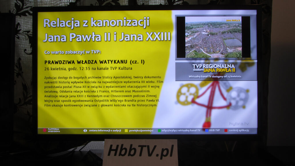 HbbTV - TVP Regionalna Śladami Jana Pawła II - streaming