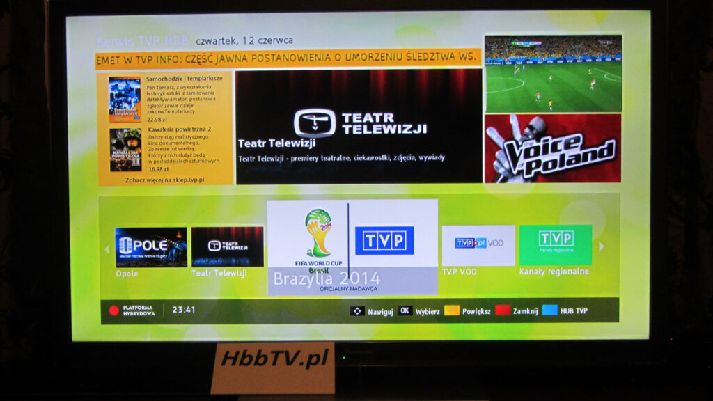 aplikacja HbbTV od TVP na Mundial - Brazylia 2014 - ikona w HUBie